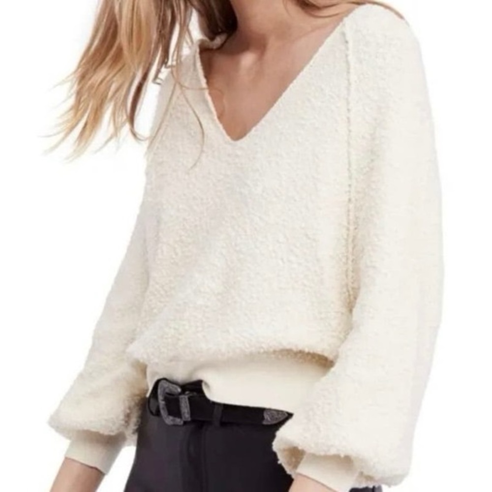 Free People Found My Friend Slouchy Popcorn V-Neck Sweater